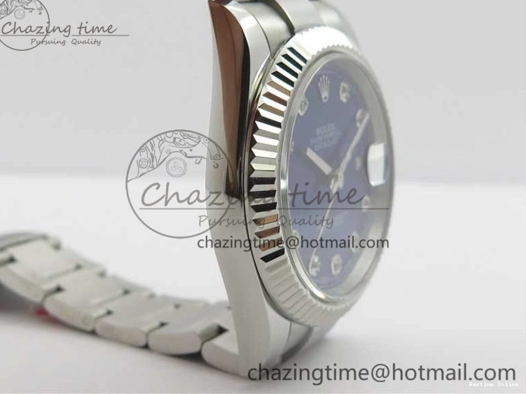 0406 Sporty DateJust 126334 SS Noob 1:1 904L Best Edition Blue Dial Diamond on Oyster Bracelet A 3164